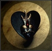 Image of Silver Metal Sacred ♥ Heart Leather Ring~!