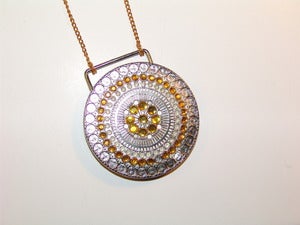 Image of Golden Jeweled Medallion Necklace