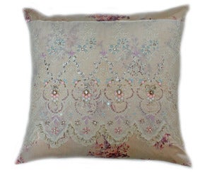 Image of Antique French beaded cushion