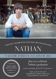 Image of Graduation Party Announcement with Ralph Waldo Emerson Quote