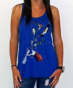 Image of Girls | Hummingbullets | Flowy Racerback Tank Top | True Royal