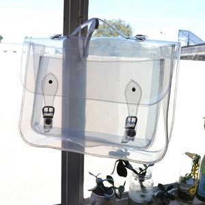 Image of Large bag number 3 Clear transparent plastic satchel crossbody strap 