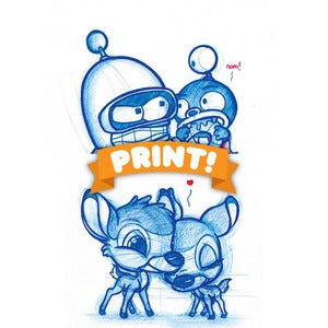 Image of Bender and Nibbler A5 Print! OR Bambi and Faline A5 Print! *FREE SHIPPING!*