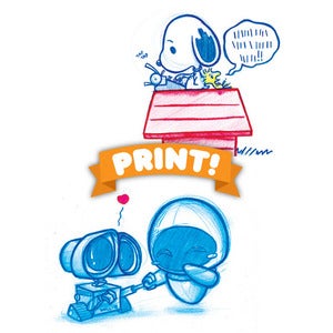 Image of Wall-e and Eva A5 Print! OR Snoopy Print! *FREE SHIPPING!*