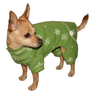 Image of Snowflake Dog Long Johns by Hip Doggie - Green