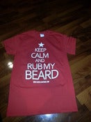 Image of RED -KEEP CALM AND RUB MY BEARD WHITE PRINT