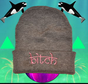 Image of pink bitch beanie