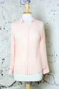Image of Sheer & Sweet Dotted Swiss Button Down Blouse: Peach