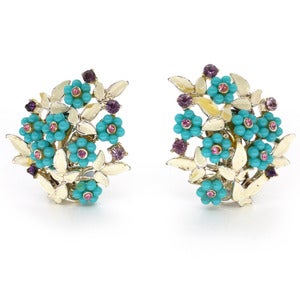 Image of Vintage 'Art' Floral Clip On Earrings