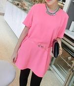 Image of Bella Neon Pink Lace Tunic with Clear Belt