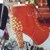 Image of Gold Spiked Rust Bootie 