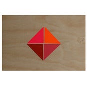 Image of 'Triangles Square' screenprint on ply - warm colours