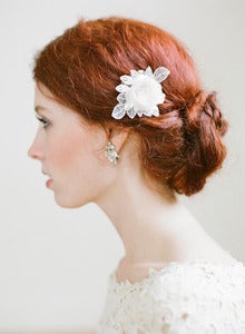 Image of Petite Floral Lace Bridal Comb by Fine and Fleurie