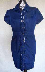 Image of New York & Co. Ruffle Front Shirtdress {Size L}