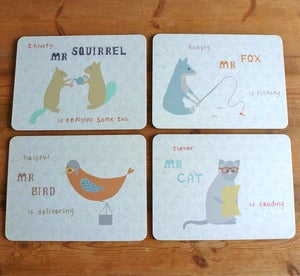 Image of Set of four Animal Character Table Placemats