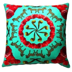 Image of Zebras Pipes N' Roses Silk Cotton Cushion