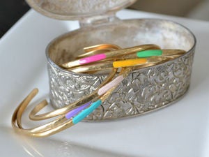 Image of Colourful Enamel Hammered Bangle