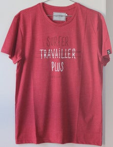 Image of SEN NO SEN t-shirt "surfer plus" - rouge chiné