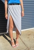 Image of Jersey maxi Skirt With Thigh Split -Grey