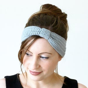 Image of Crochet turban knot headband in light grey