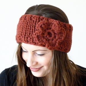 Image of Chunky flower headband in rusty red 