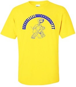 Image of EEEEEEEEELLLLIIIIIIOOOOOTTTT E.T. BRIAN ELLIOTT PARODY T-SHIRT IN ST. LOUIS BLUES COLORS