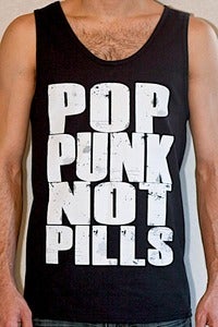 Image of "POP PUNK NOT PILLS" Tank Top (White on Black)