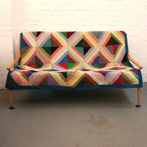 Image of Vintage Geometric Knitted Blanket - SOLD 
