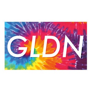 Image of GLDN Box Logo Sticker in Tie Dye 