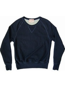 Image of Indigo Dyed Loop Terry Crossgrain Crew