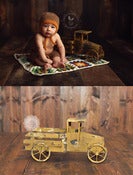 Image of Farm Truck - Aged Green/Yellow Color - Metal - Vintage Style 