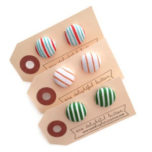 Image of Striped Button Earrings