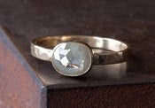 Image of Silver White Rose Cut Diamond Ring, 14kt Yellow Gold