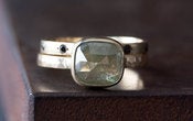 Image of Natural Yellow-Green Rose Cut Diamond Ring in 14kt Yellow Gold