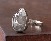Image of Large Silvery-Grey RoseCut Diamond RIng in 14kt White Gold