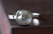 Image of Silver-Green Rose Cut Diamond Ring 14kt White Gold