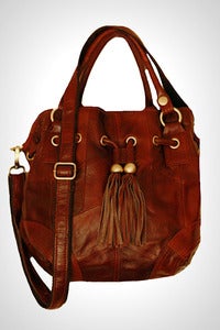 Image of 'Pumpkin Attack!' Brown Leather Hobo Bag