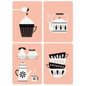 NEW ! Lot de 4 cartes postales "Kitchen"