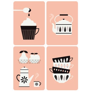 Image of NEW ! Lot de 4 cartes postales "Kitchen"