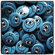 Image of happy blue button