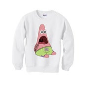 Image of White Surprised Tatted Pat Crew neck sweater