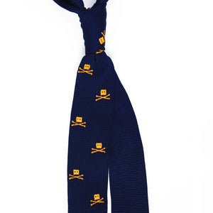 Image of Skull Knit Tie Navy