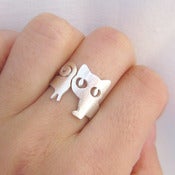 Image of Silver Cat Ring - For cat lovers - handmade sterling silver ring.