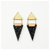 Image of Double Triangle Earrings - Black Glitter