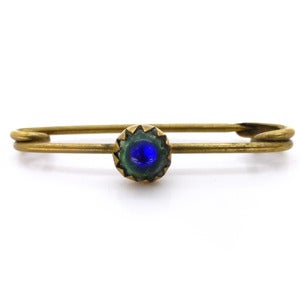 Image of Vintage Minature Peacock Eye Foil Glass Bead Metal Pin Brooch