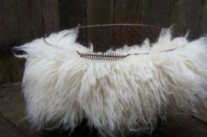 Image of Miniature, Natural Colored Flokati "Rug" Bed Covering or Basket Stuffer