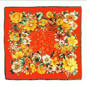 Image of  Vintage Style Floral Scarf -Orange