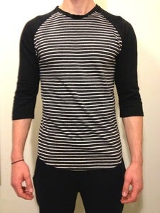 3/4 Raglan Sleeve Black & Grey Stripes