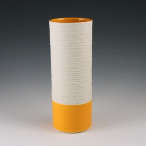Image of Groove Cylinder Vase in Orange