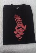 Image of Skeleton hands(red printing on black t)